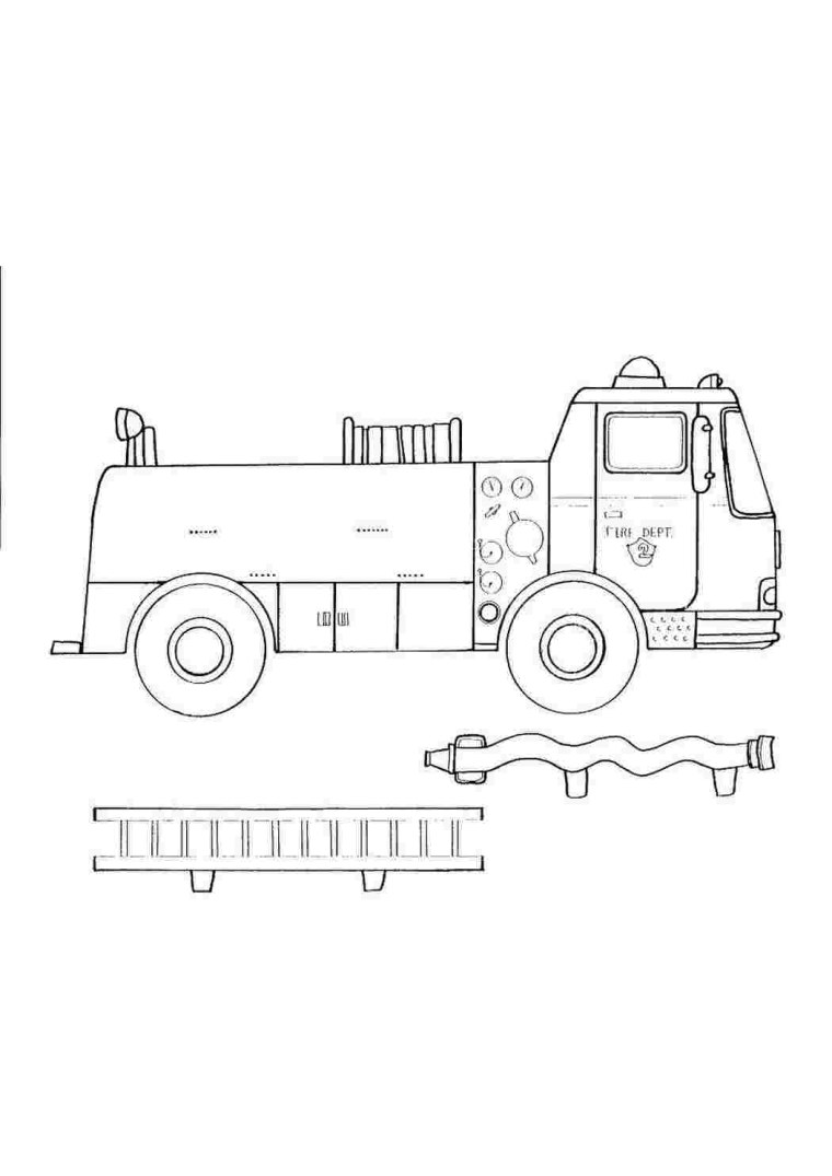 Трафарет пожарная машина для детей