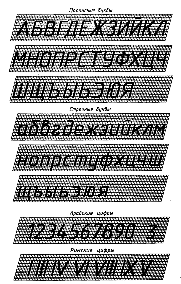 Таблица шрифта для черчения