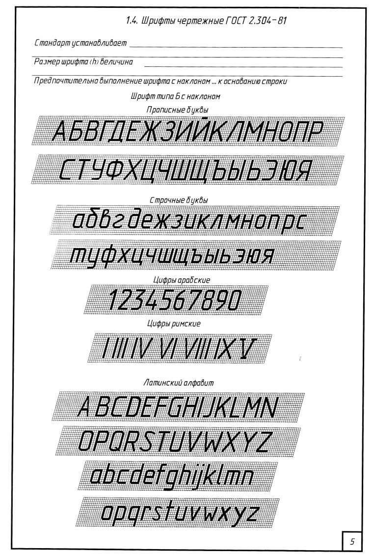 Шрифт по ГОСТ 2.304-81