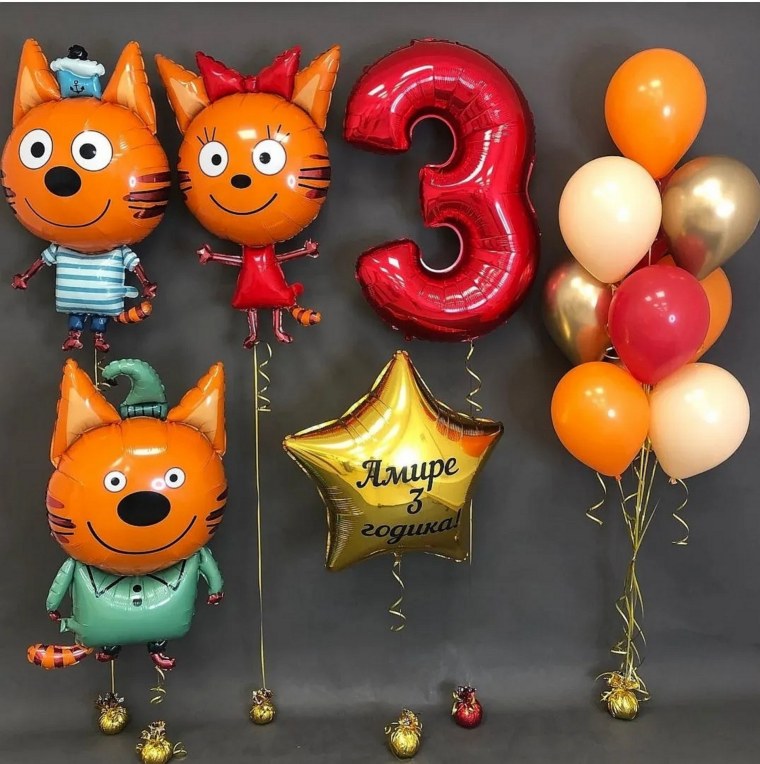 Шары три кота фольгированные