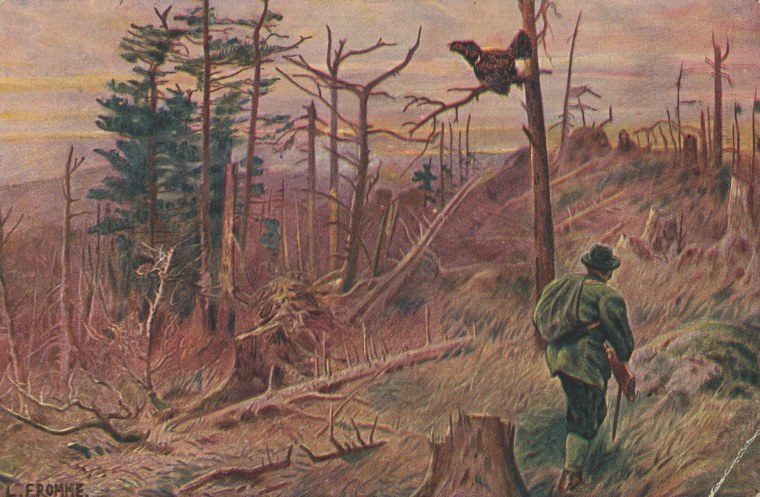 Охотник в лесу рисунок