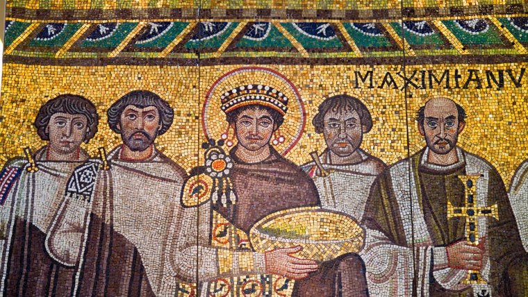 Мозаика Византии Император Юстиниан