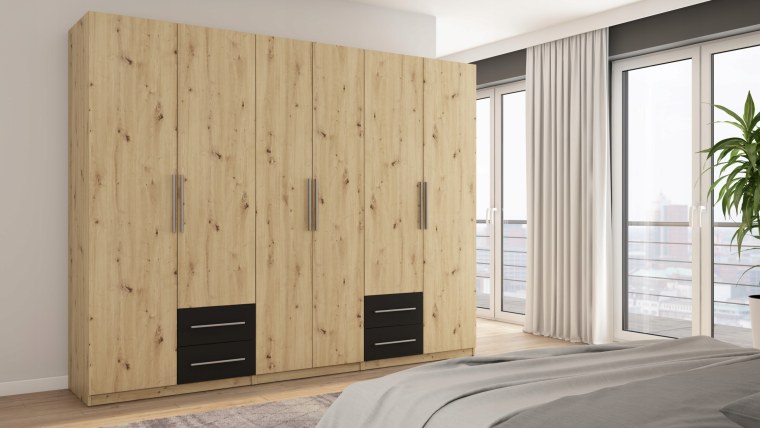 Прихожая с деревянным шкафом дуб Вотан купе