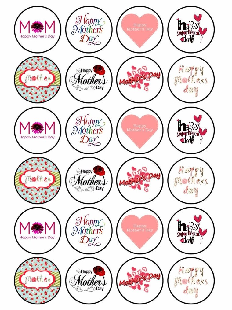 Сахарная печать для капкейков на день матери