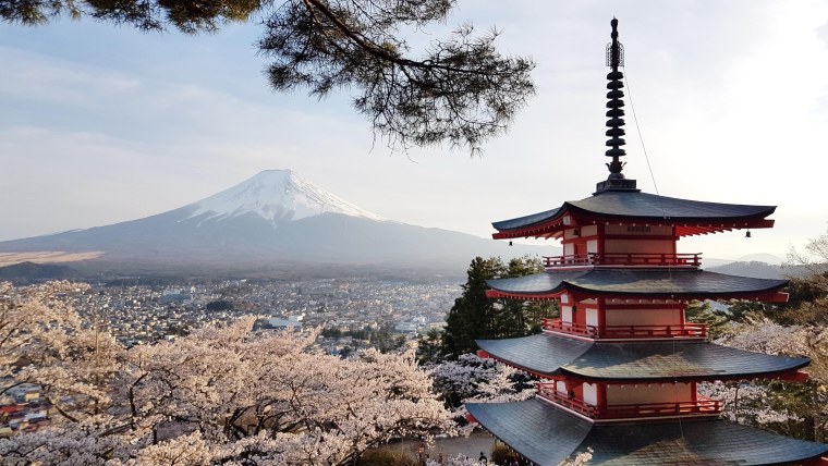 Храм Японии Фуджи.