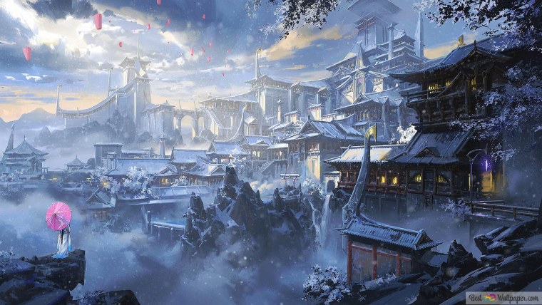 Снежный город фэнтези