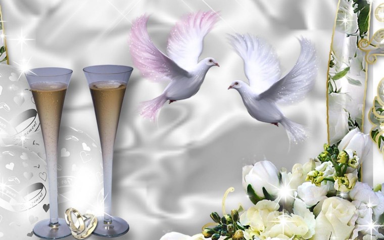 Свадебный фон с голубями