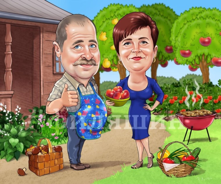 Шарж Дачница