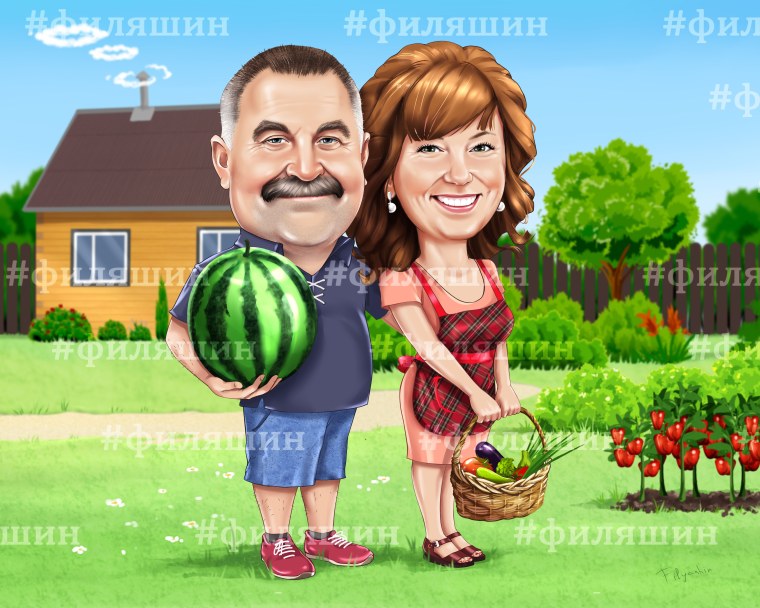 Шарж пара на даче