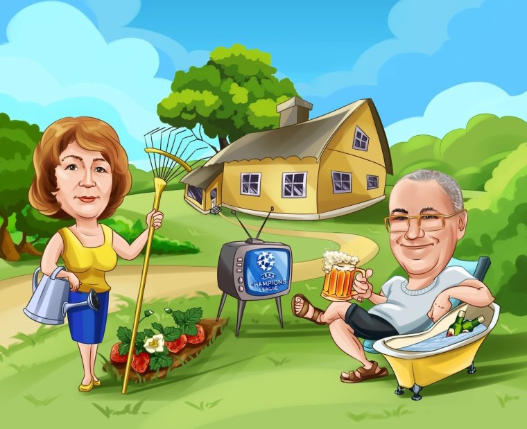 Шарж Дачница