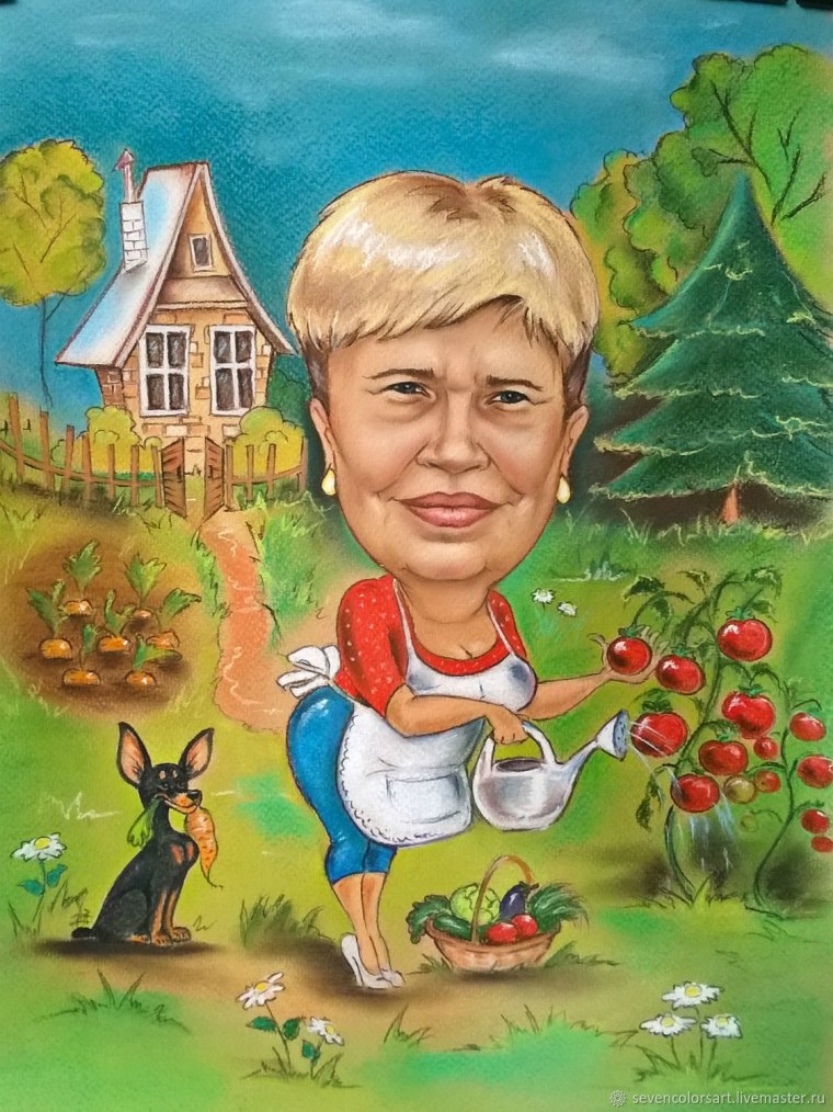 Шарж Дачница