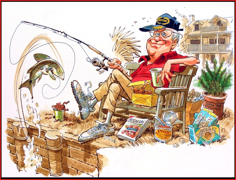 Рыбак картина шарж