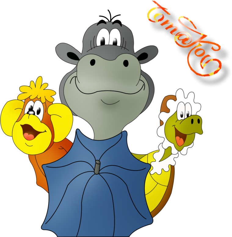 Герои мультика по дороге с облаками