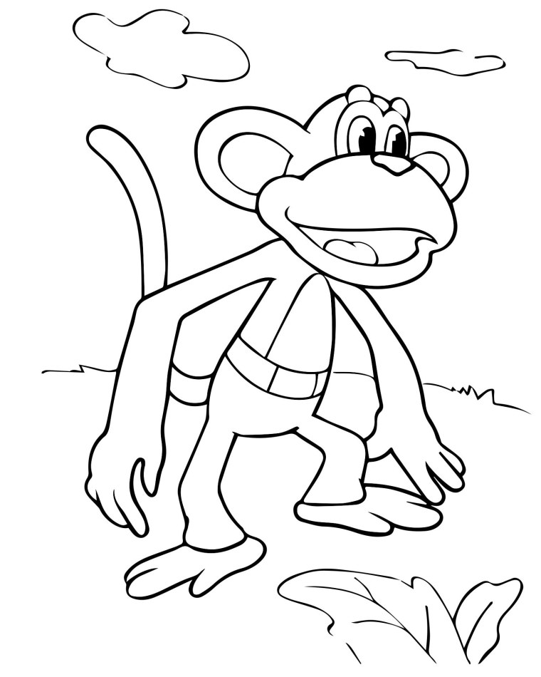 Обезьяна раскраска для детей