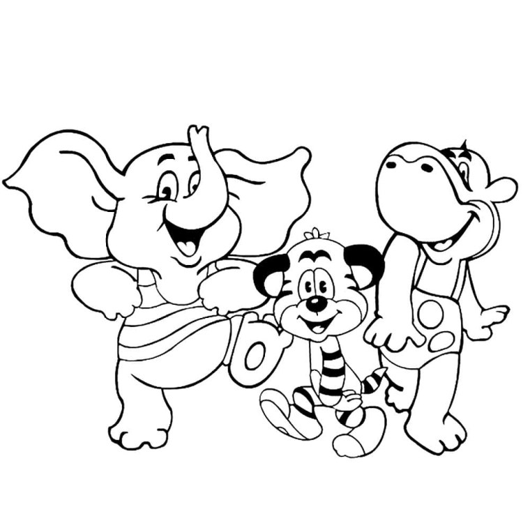 Тигренок по дороге с облаками раскраска