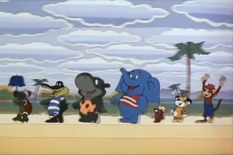 Обезьяна из мультика по дороге с облаками