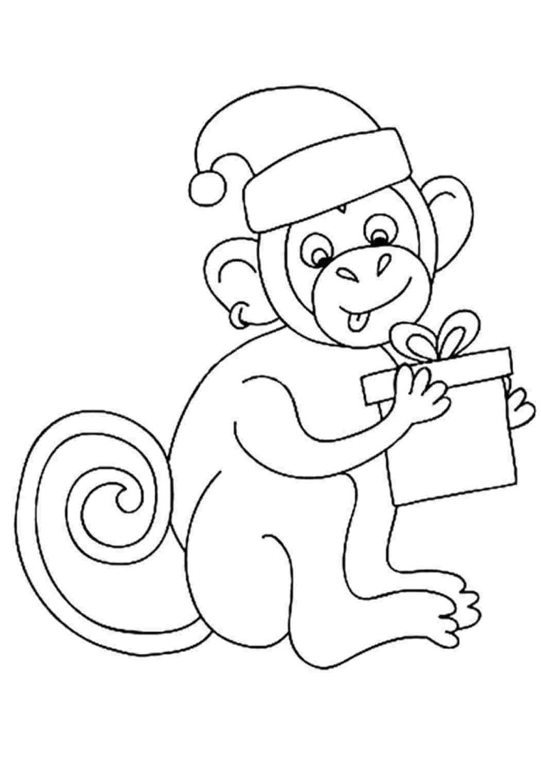 Новогодняя обезьяна раскраска