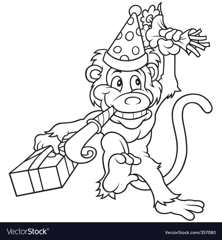 Новогодняя обезьяна раскраска