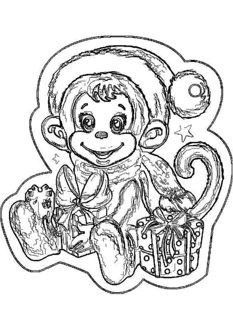 Раскраска новый год обезьяны