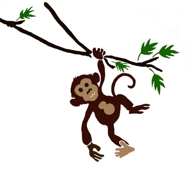 Трафареты обезьянок на ветке