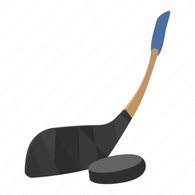 Клюшка и шайба на прозрачном фоне