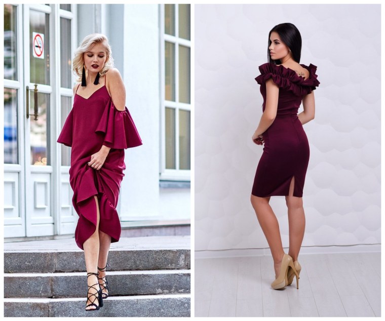 Вечерние образы марсала платье