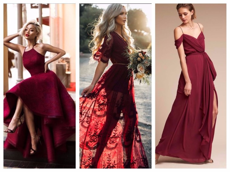 Свадебное платье цвета марсала