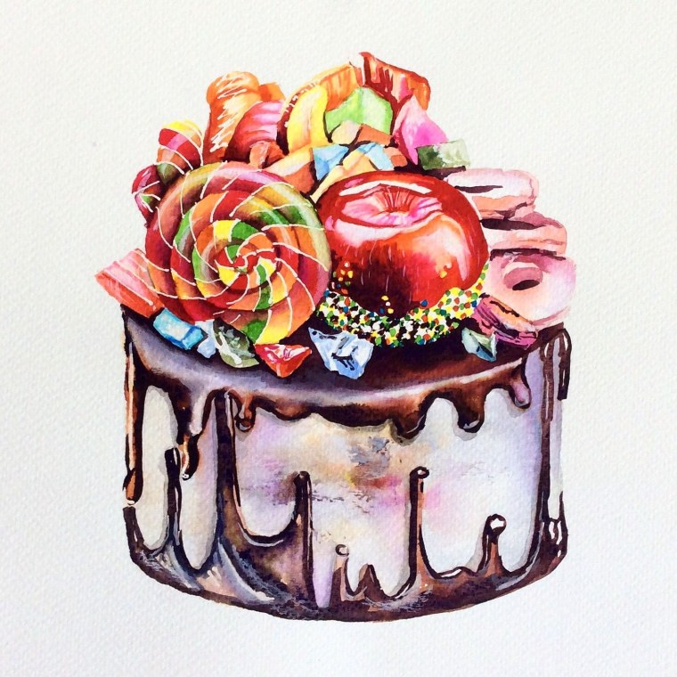 Торт акварель