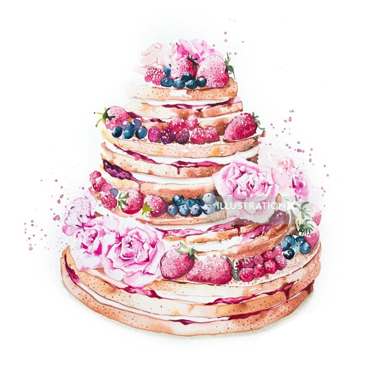 Пирожные акварелью