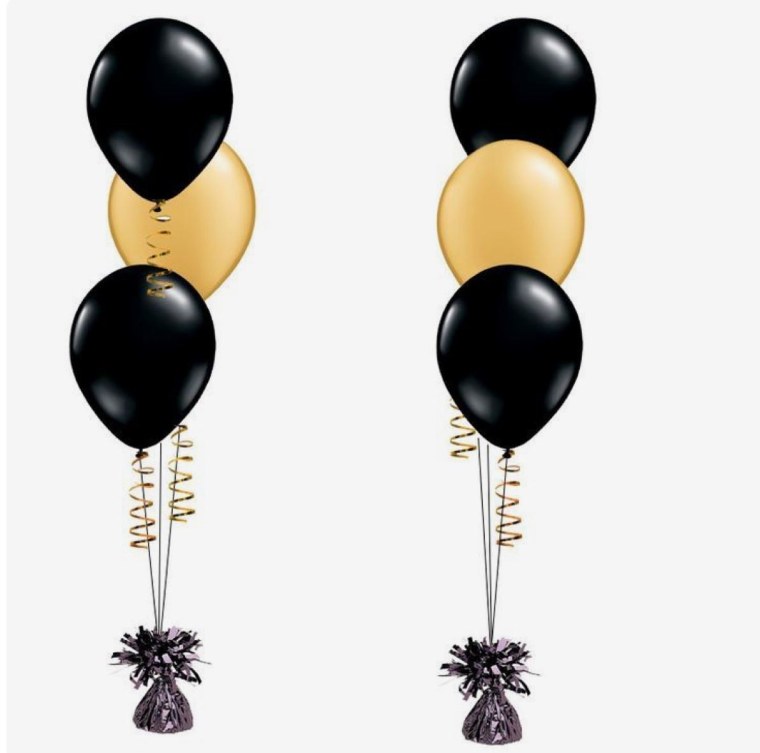Черные и золотые шары на прозрачном фоне