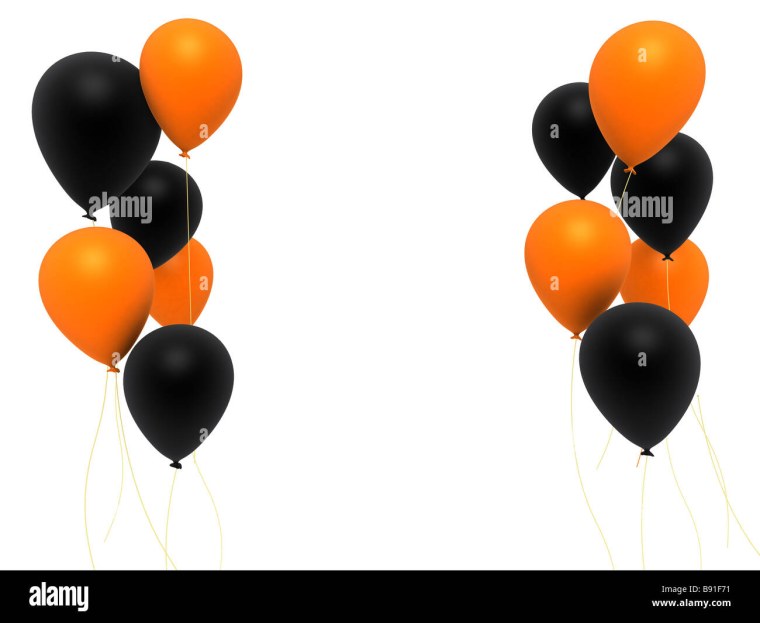 Оранжевые и черные шарики на прозрачном фоне