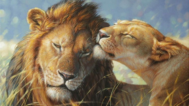 Картина верность со львами
