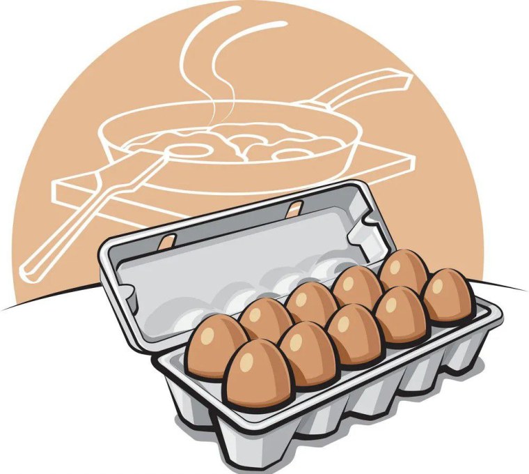 Яйца в лотке вектор