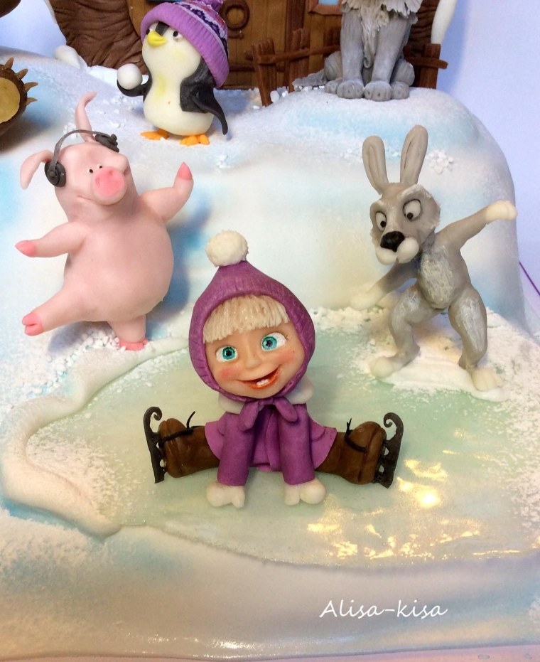 Торт Маша и медведь зимний