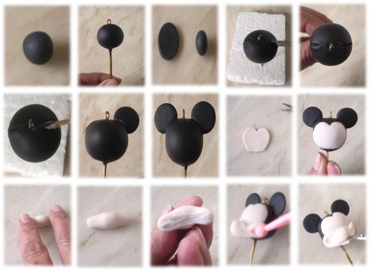 Микки Маус из воздушного пластилина пошагово