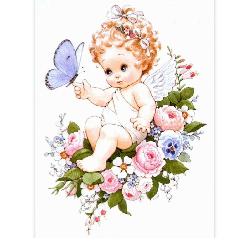 Ангелочки с цветами