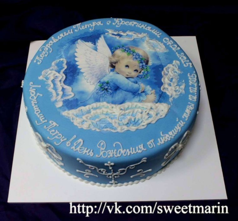 Ангелочек на торт для крещения