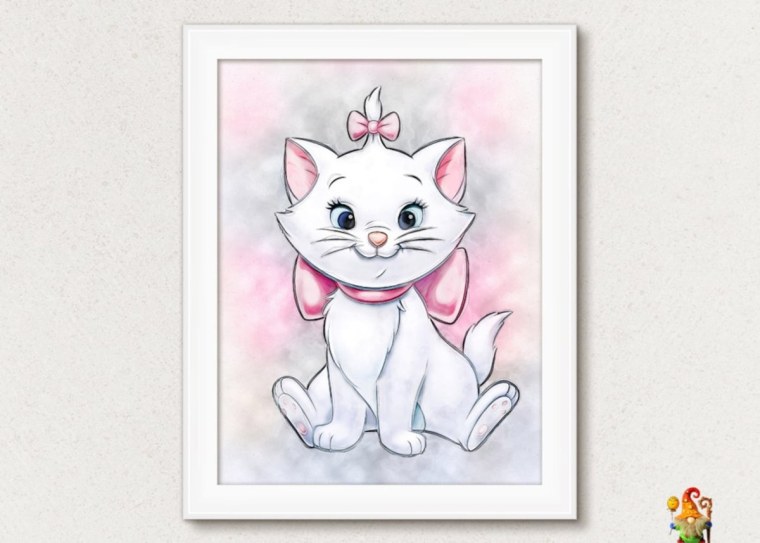 Мари кошка Дисней акварель