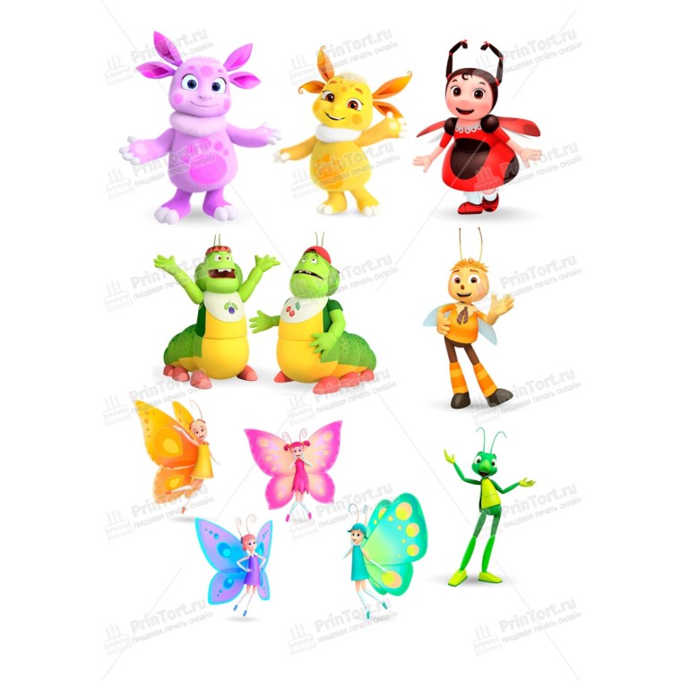 Герои Лунтика на сахарной бумаге