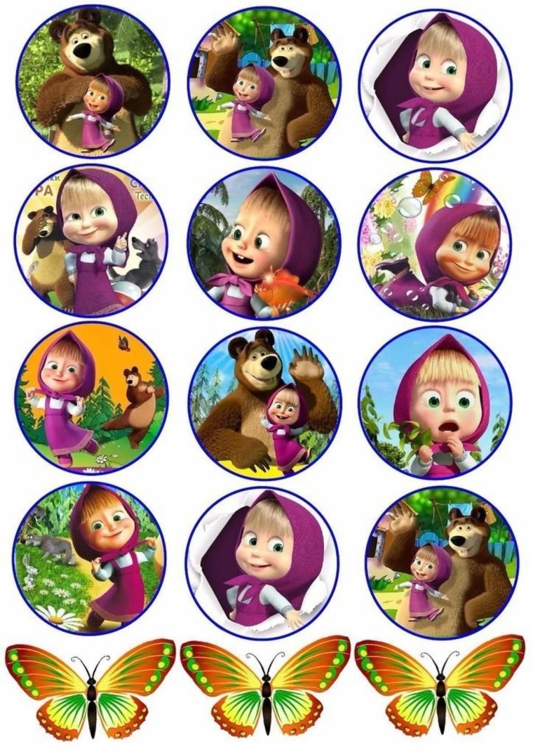 Маша и медведь сахарная печать