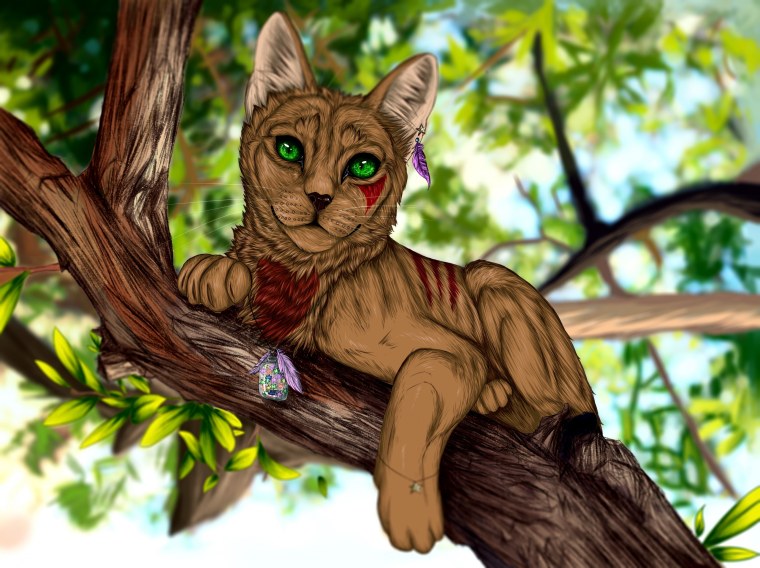 Кошка на дереве арт