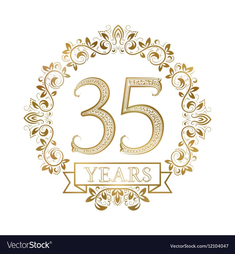 Надпись 35 лет с юбилеем
