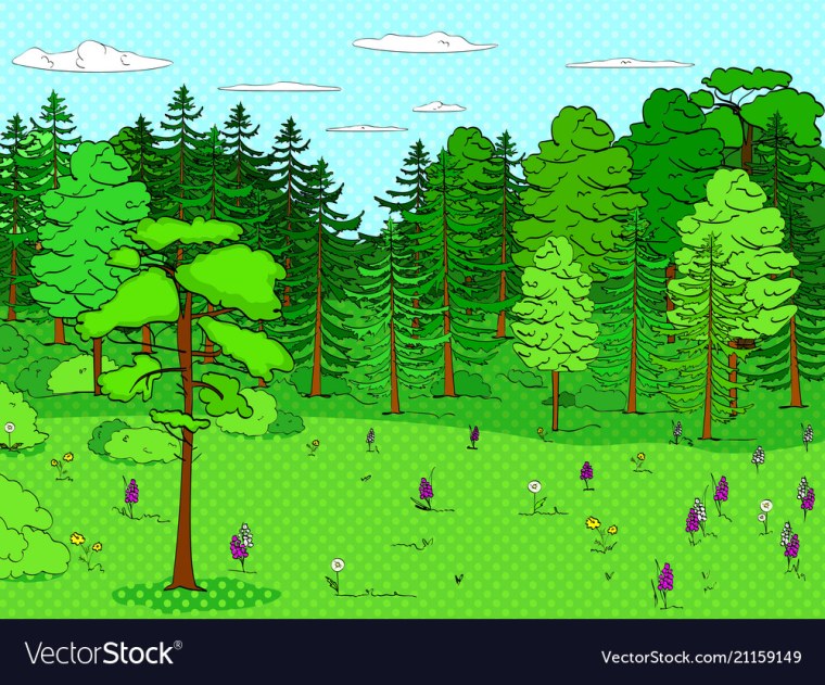 Еловый лес мультяшный