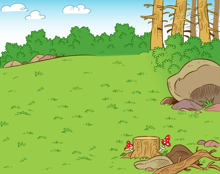 Полянка с пеньком мультяшная