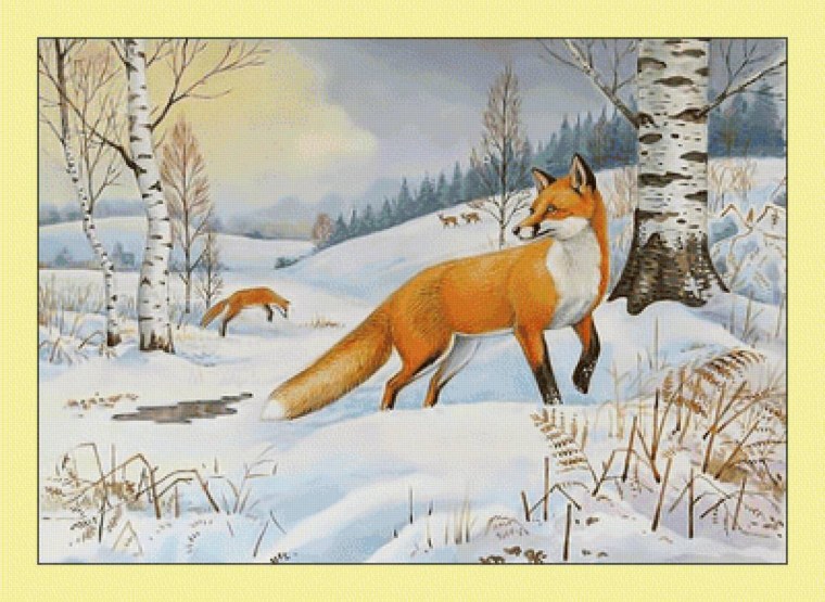 Пейзаж с лисами