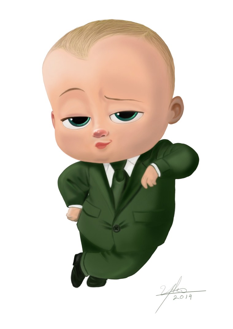 Босс-молокосос на белом фоне