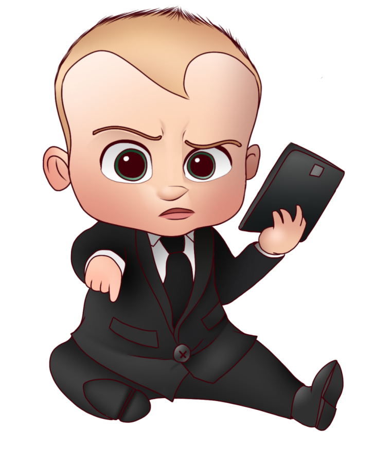 Босс-молокосос на белом фоне