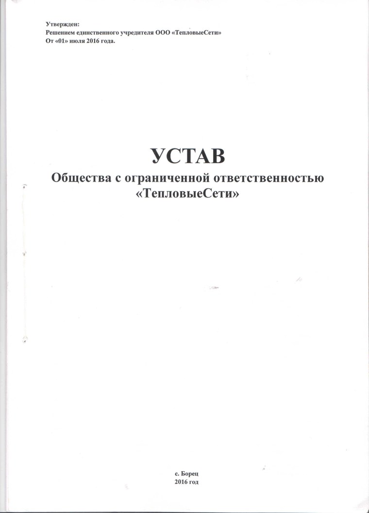 Устав ООО образец заполненный