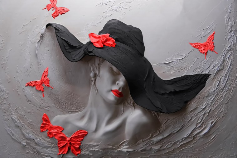 Фотообои дама в шляпе 3d