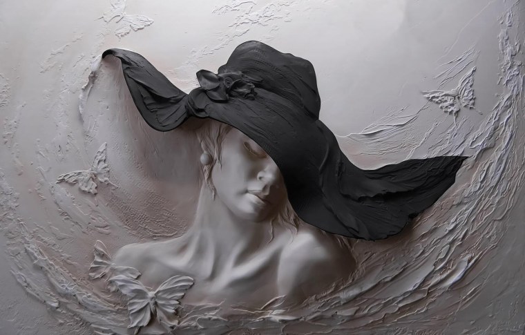 Фотообои дама в шляпе 3d